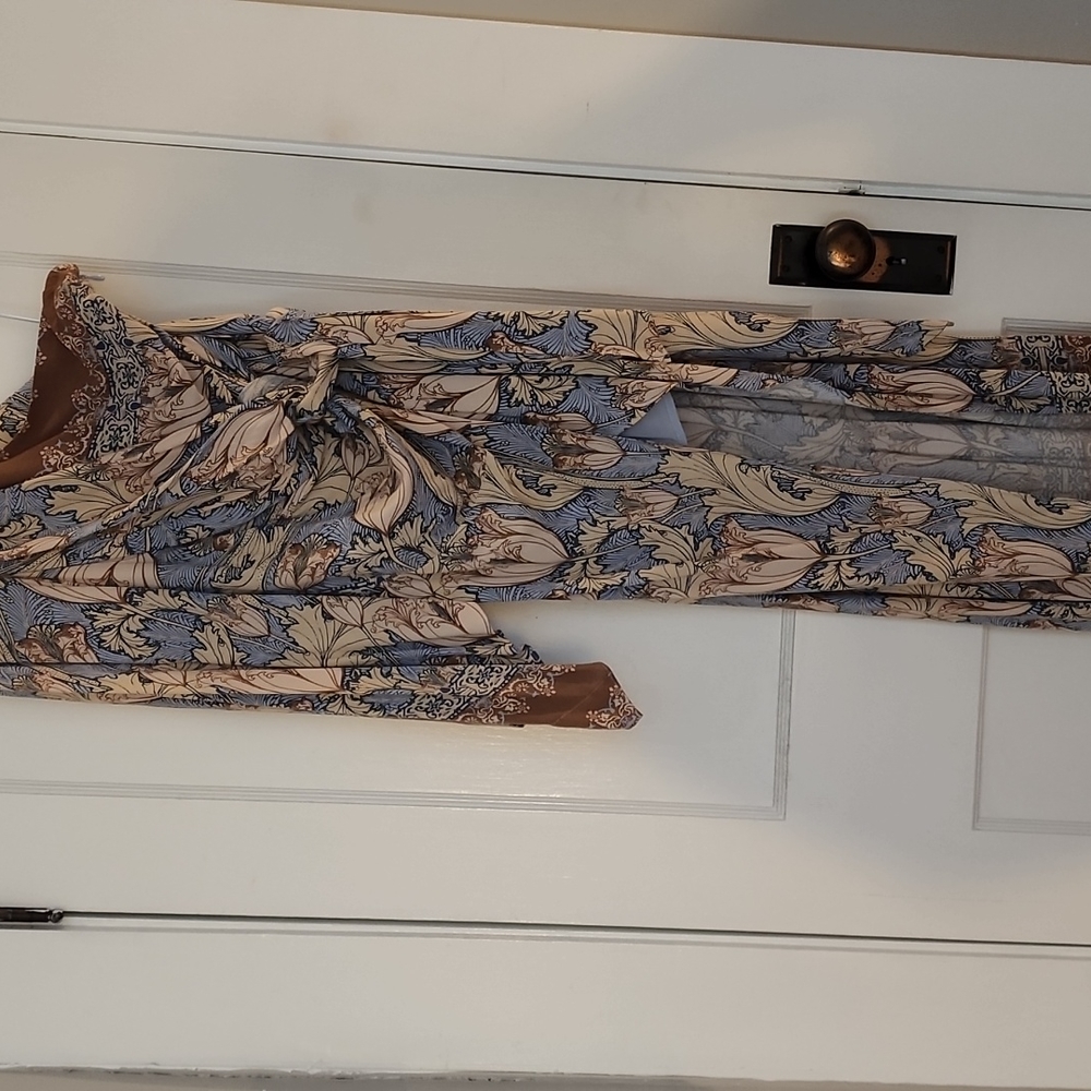 Free People Floral Maxi Dress - Blue and Brown